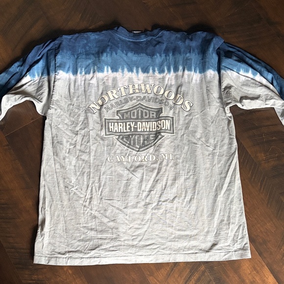 Harley-Davidson Blue & White Ombre Long Sleeve Tee - Picture 7 of 8